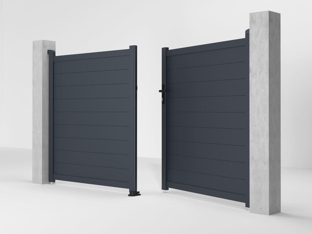 Pack Portón De Aluminio Color Antracita NAZARIO - Ancho 300 X Alt. 158 Cm + Motor RIVE