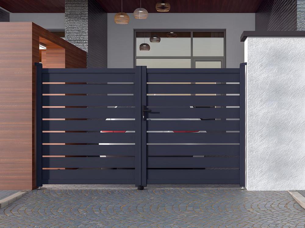 Pack Portón Motorizado Calado Antracita De Aluminio PRIMO - Ancho 300 X Alt. 176 Cm + Motor RIVE