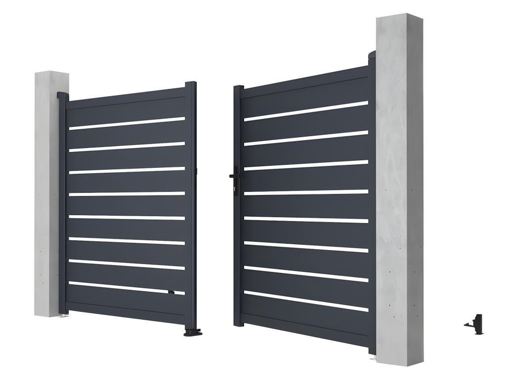 Pack Portón Motorizado Calado Antracita De Aluminio PRIMO - Ancho 300 X Alt. 176 Cm + Motor RIVE