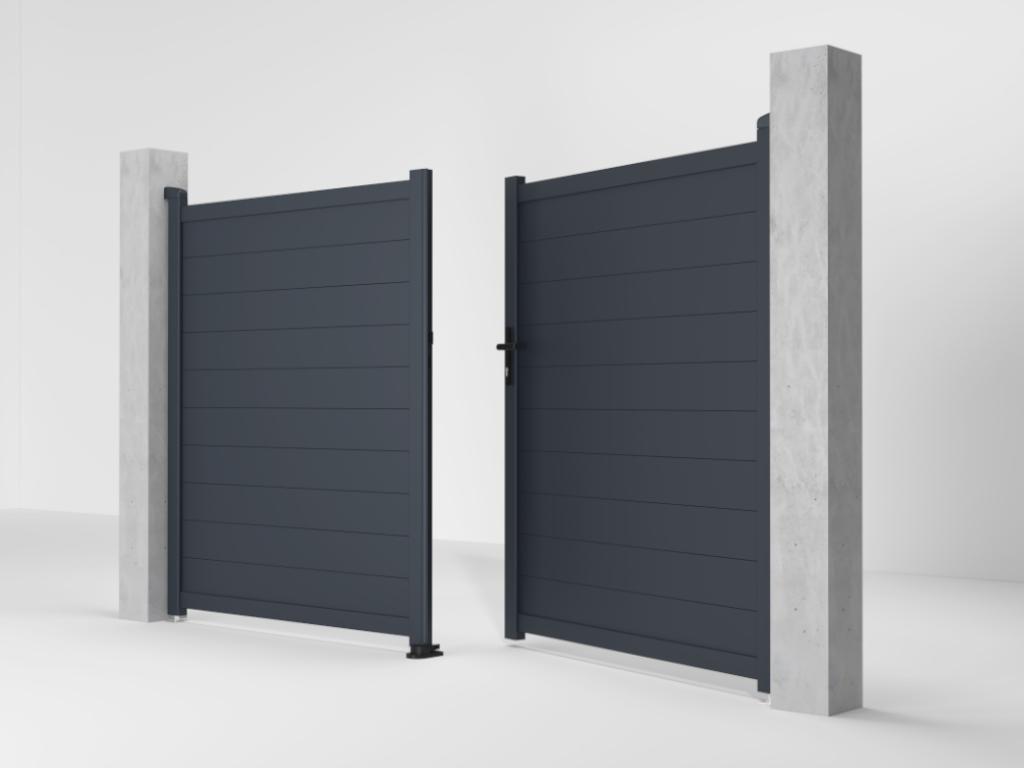 Pack Portón Motorizado De Aluminio Color Antracita NAZARIO - Ancho 300 X Alt. 173 Cm + Motor RIVE