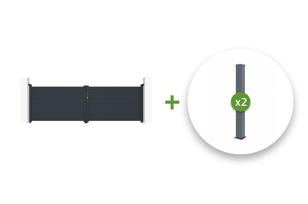 Pack puerta batiente 3 5m gris EIGER 350B115 + 2 postes