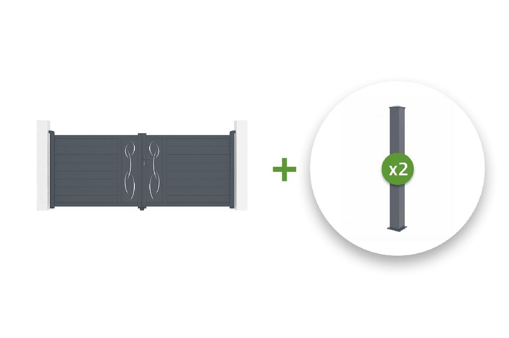 Pack puerta batiente 3.5m LIFE 350B140 + 2 postes