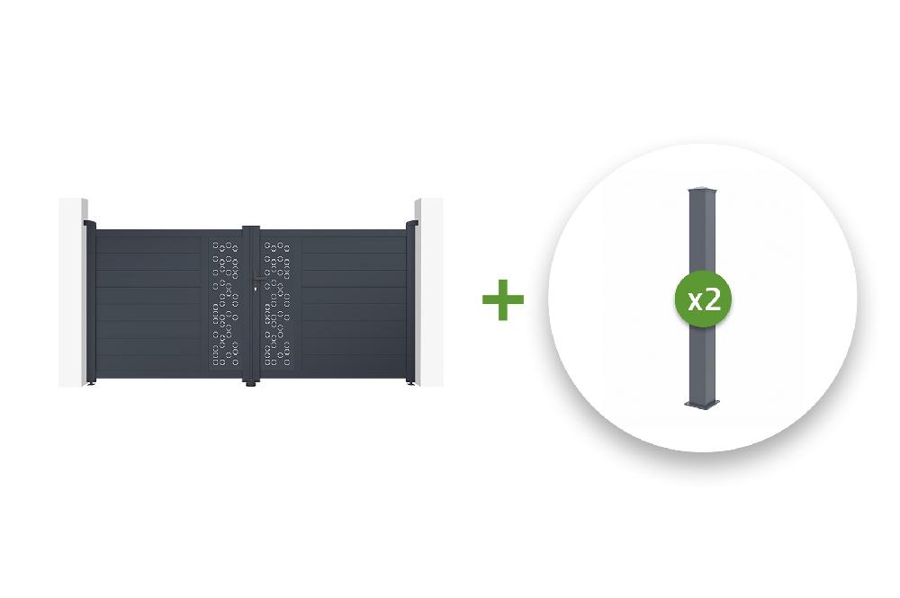 Pack puerta batiente 3m ADULA 300B140 + 2 postes