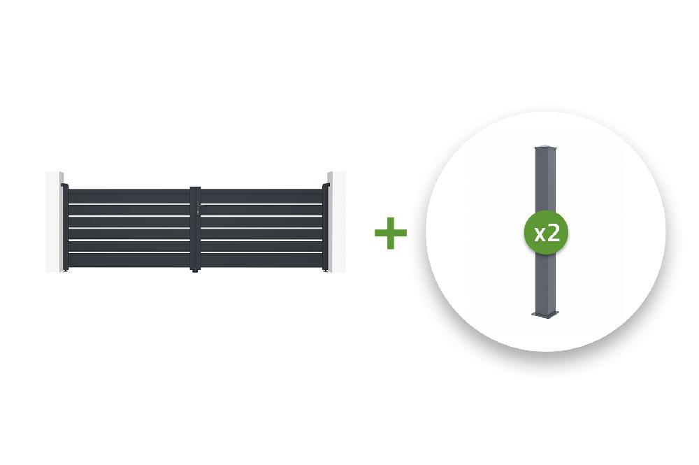 Pack puerta batiente 4m gris VOGEL 400B120 + 2 postes