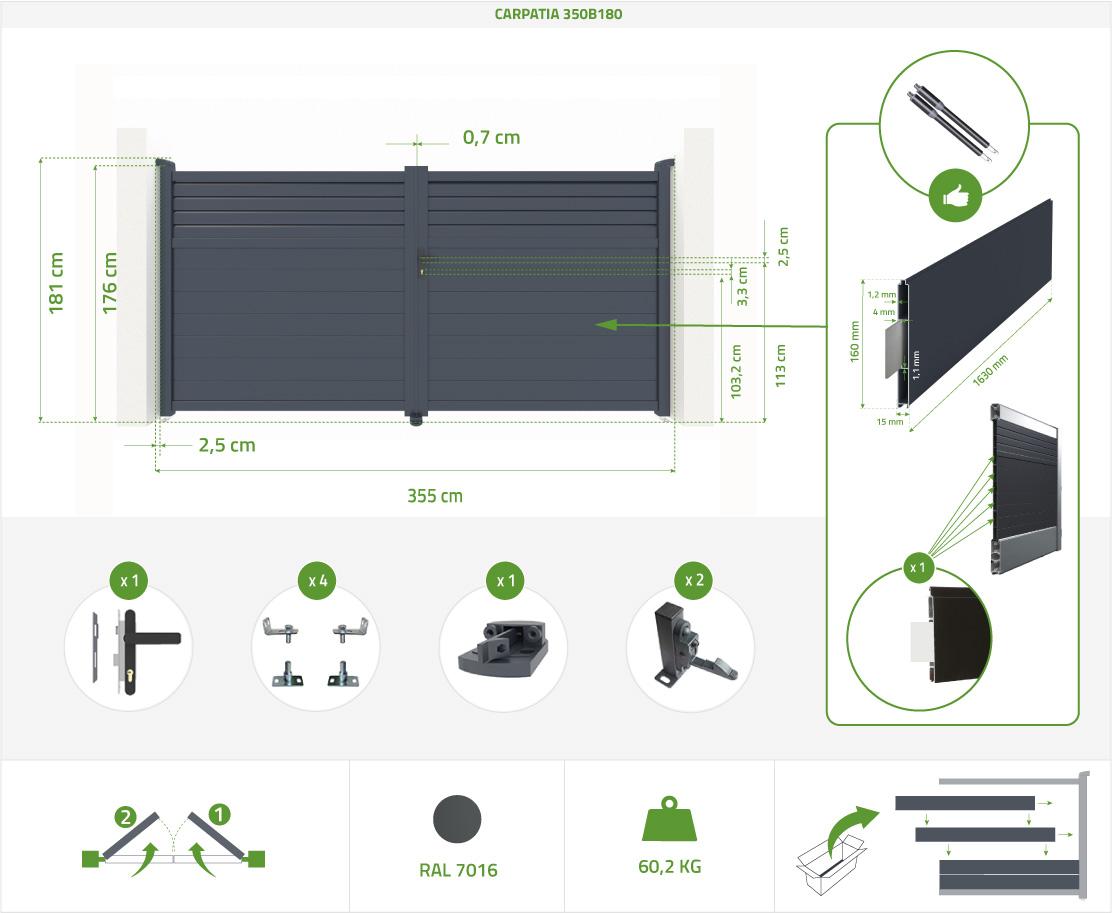 Pack Puerta Batiente CARPATIA 350B180 + TANKER B700 3 5m