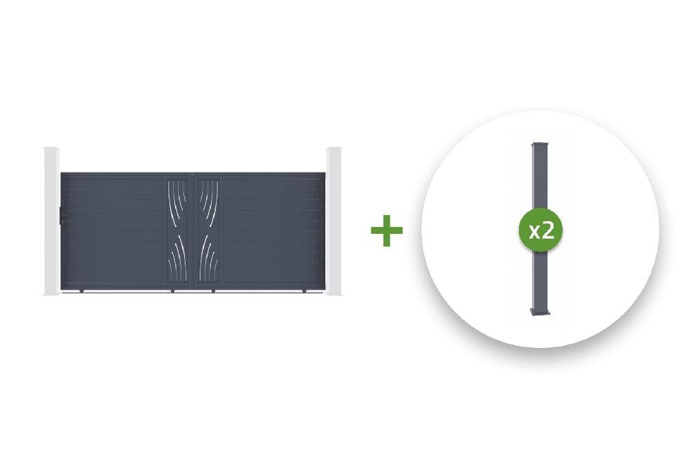 Pack puerta corredera 4m VELETA 400C180 + 2 postes H.190cm