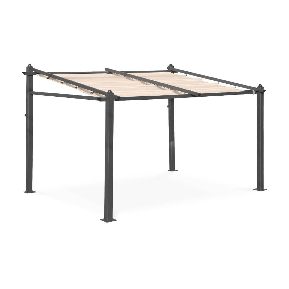 Pérgola 3x4m de aluminio con cubierta corredera Murum Beige 355x290x251 cm