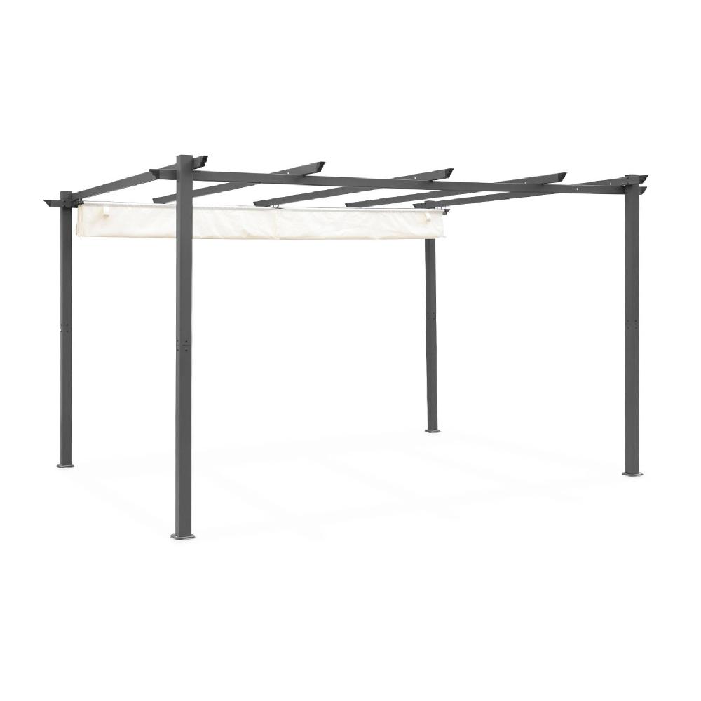 Pérgola 3x4m De Aluminio Cubierta Corredera Isla Crudo 394x298x222 Cm