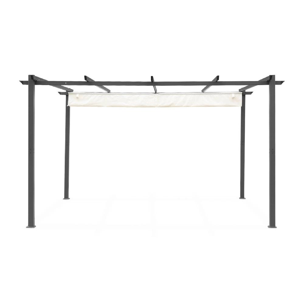 Pérgola 3x4m De Aluminio Cubierta Corredera Isla Crudo 394x298x222 Cm