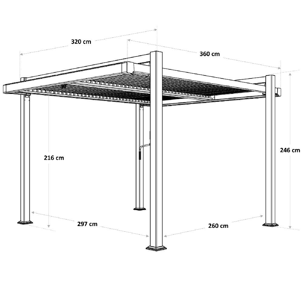 Pérgola Aluminio NATERIAL Persea Gris Antracita 320x360 Cm