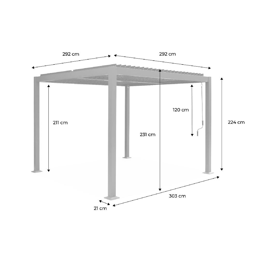 Pérgola Bioclimática 3x3m De Lamas De Aluminio Y Acero Palace 3x3m Antracita 292x292x231 Cm