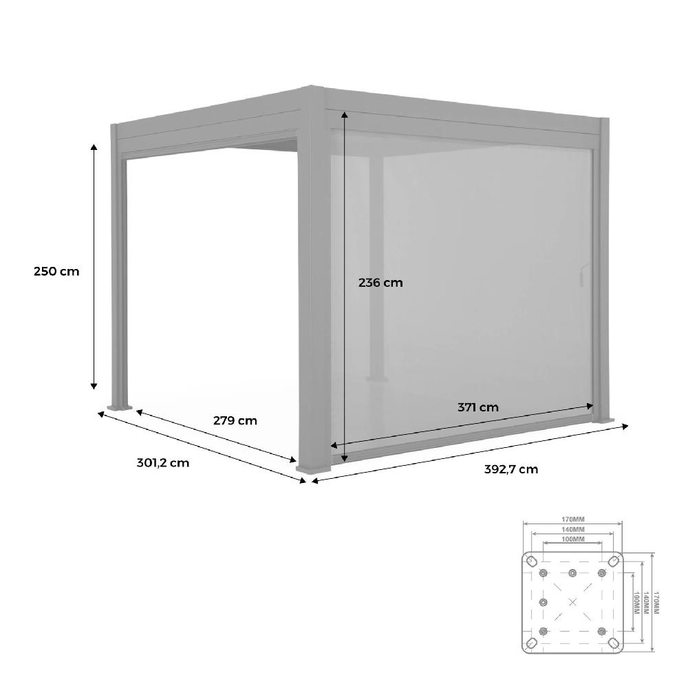 Pérgola Bioclimática 3x4m Con Toldo Vertical De 4m Triomphe 3x4m + Accesorio Antracita 400x300x250 Cm