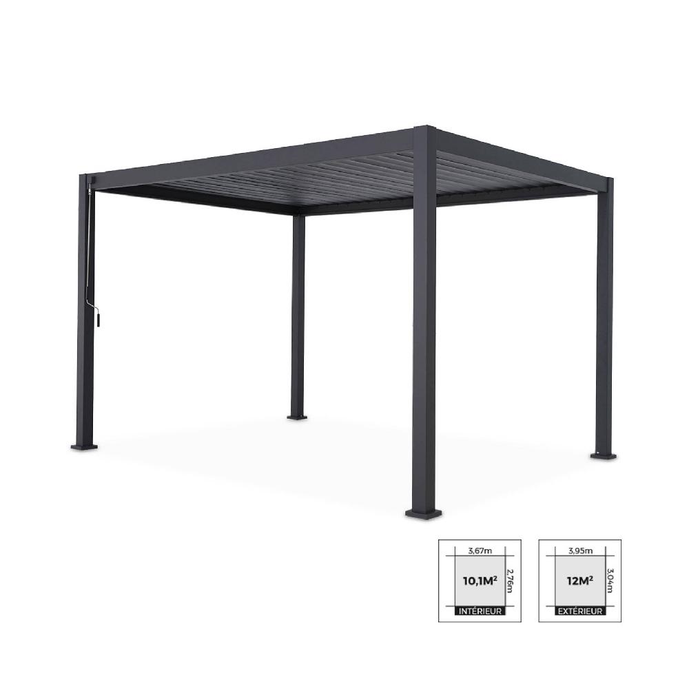 Pérgola Bioclimática 3x4m De Aluminio Con Lamas Orientables Triomphe 3x4m Antracita 400x300x250 Cm