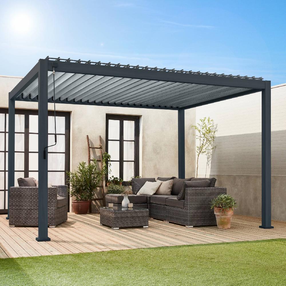 Pérgola Bioclimática 3x4m De Aluminio Con Lamas Orientables Triomphe 3x4m Antracita 400x300x250 Cm