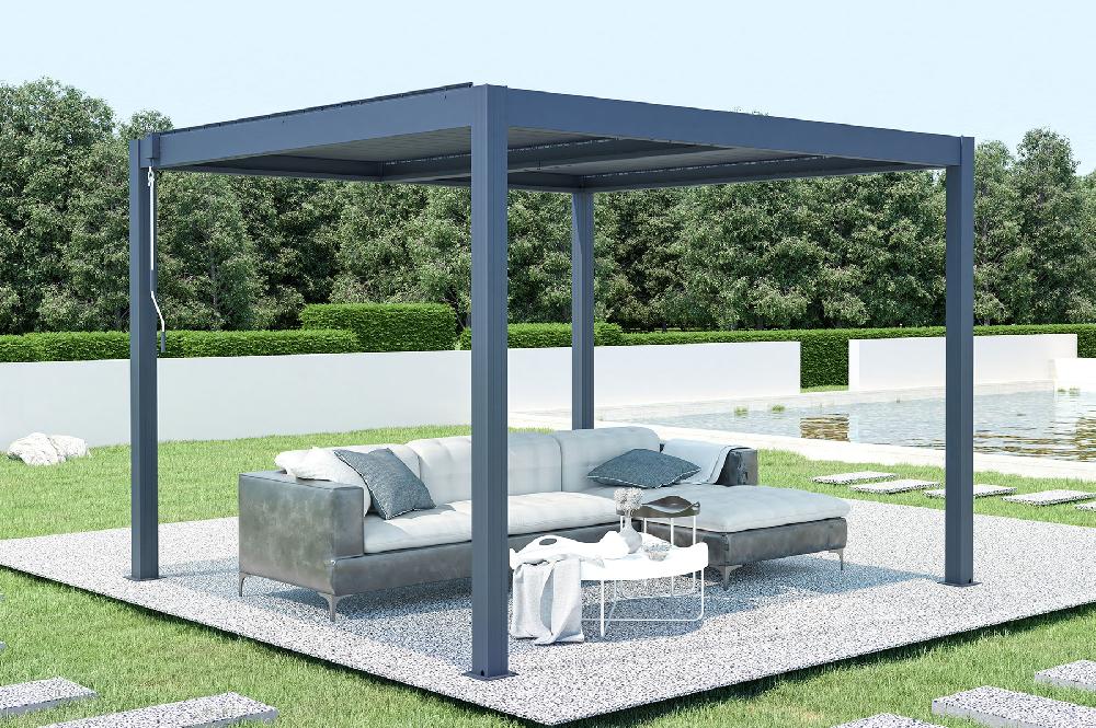Pérgola bioclimática de Aluminio SANTA 3m x 3m Gris antracita