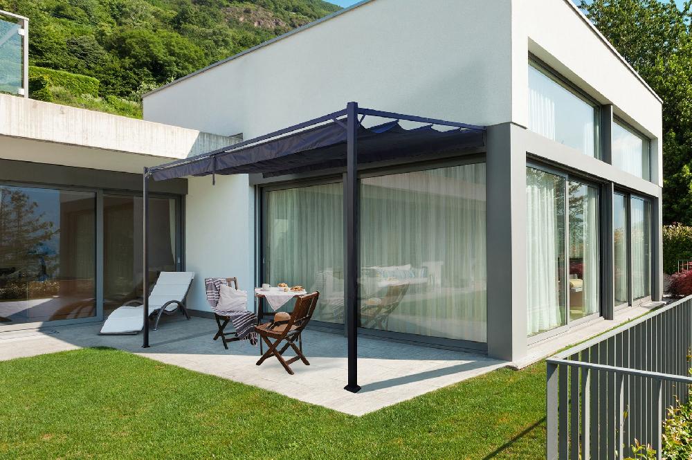 Pérgola/Cenador adosado NOOSA 4m x 3m Gris antracita