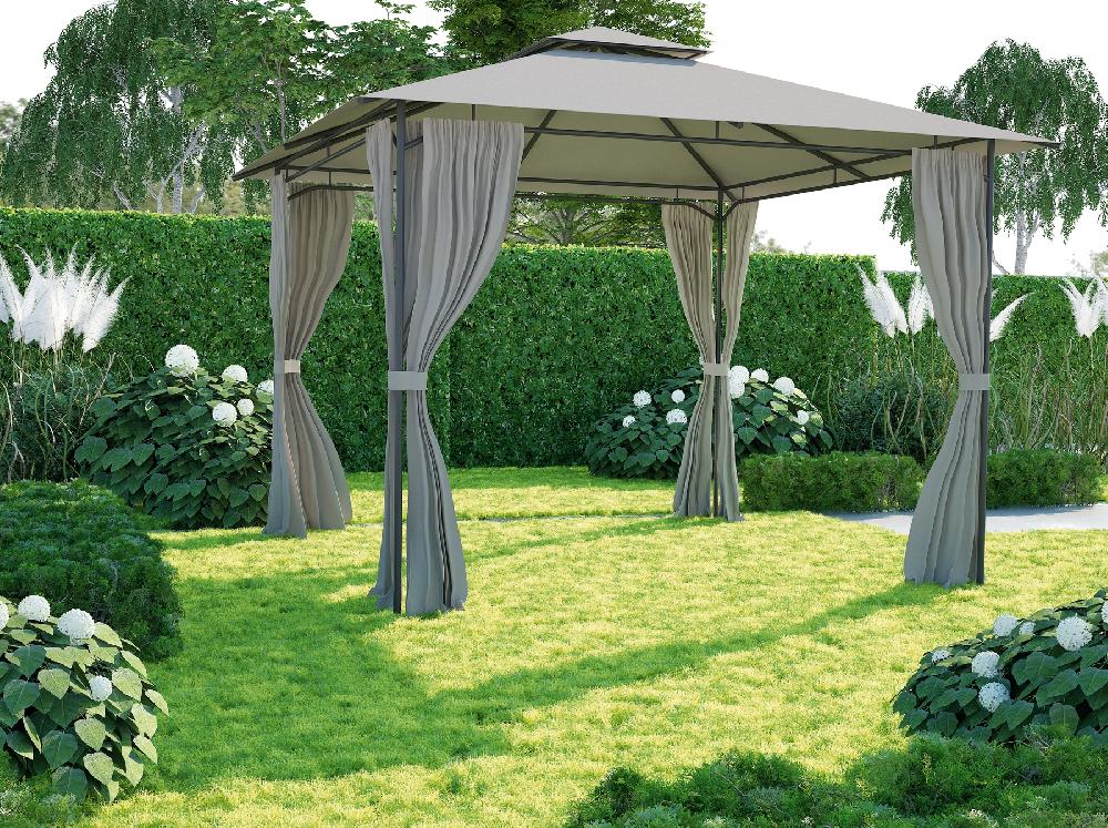 Pérgola de acero NATERIAL Oxis gris y topo de 300x400 cm
