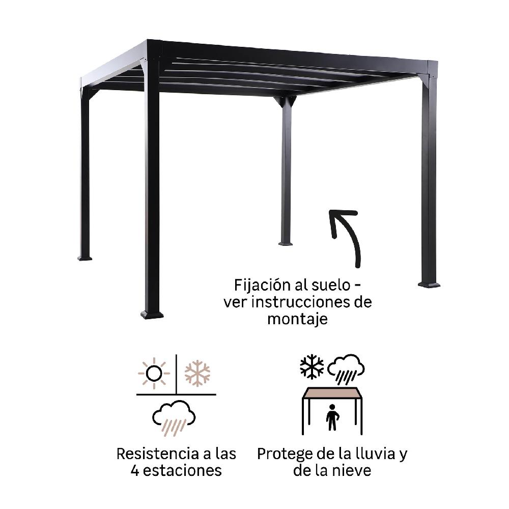 Pérgola De Aluminio NATERIAL Borea Gris De 300x300 Cm