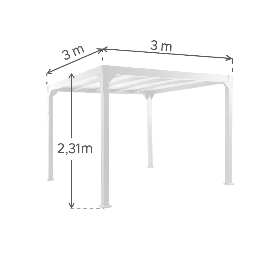 Pérgola De Aluminio NATERIAL Borea Gris De 300x300 Cm