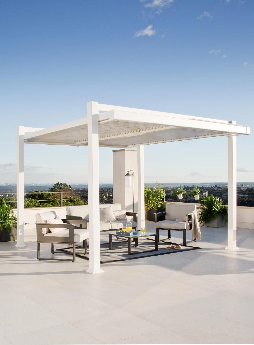 Pérgola De Aluminio NATERIAL Persea Blanco De 320x360 Cm