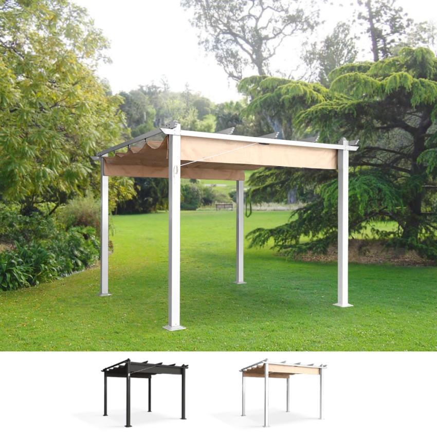 Pérgola De Jardín Exterior 3x3 M De Aluminio Firenze UV Moon - Blanco