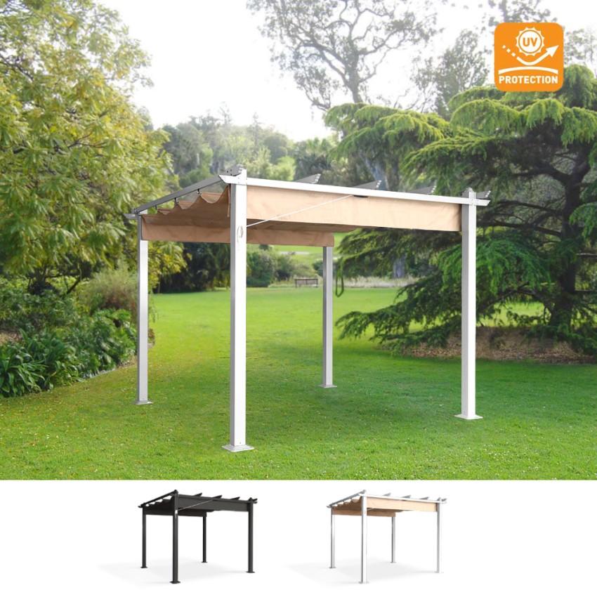 Pérgola De Jardín Exterior 3x3 M De Aluminio Firenze UV Moon - Blanco