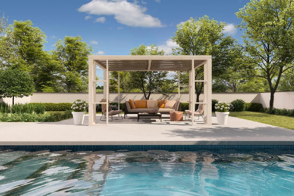 Pérgola De Madera Domo Amber De 3 X 4 M Con Toldo