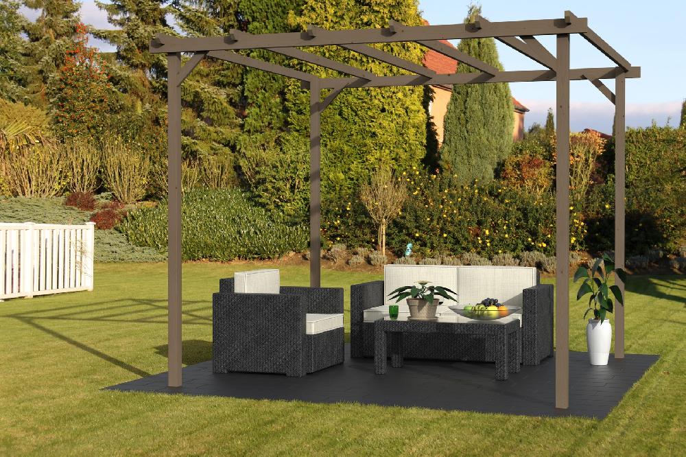 Pérgola De Madera Tanger Marrón 300 X 300 Cm