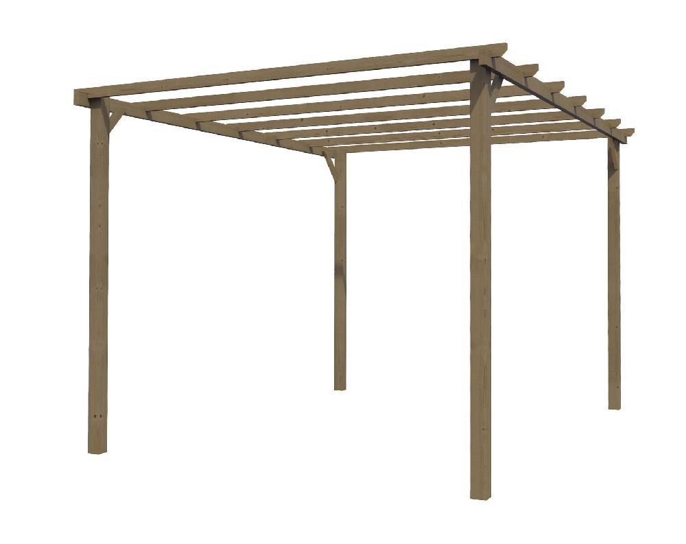 Pérgola De Madera Tanger Marrón 300 X 400 Cm