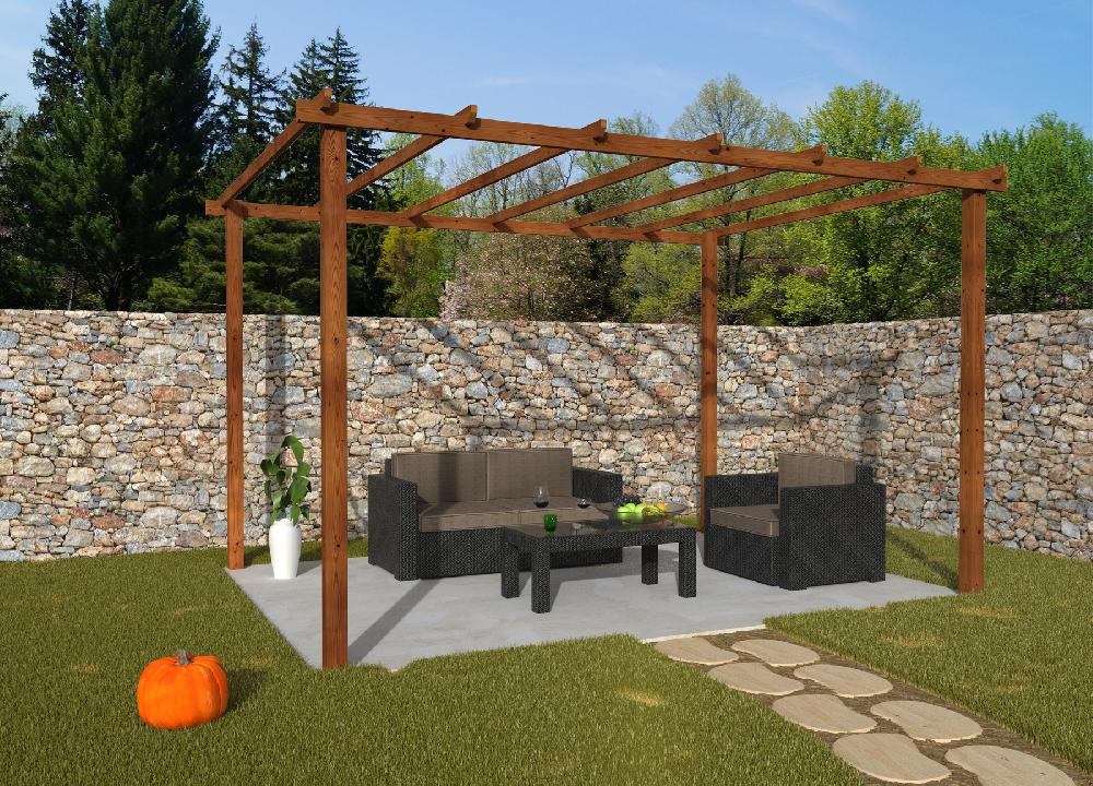 Pérgola de madera Tanger marrón 300 x 400 cm