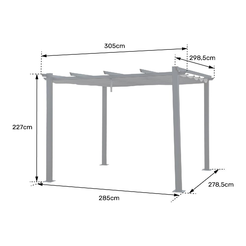 Pérgola Independiente 3 × 3m CASSIS Gris Estructura De Aluminio