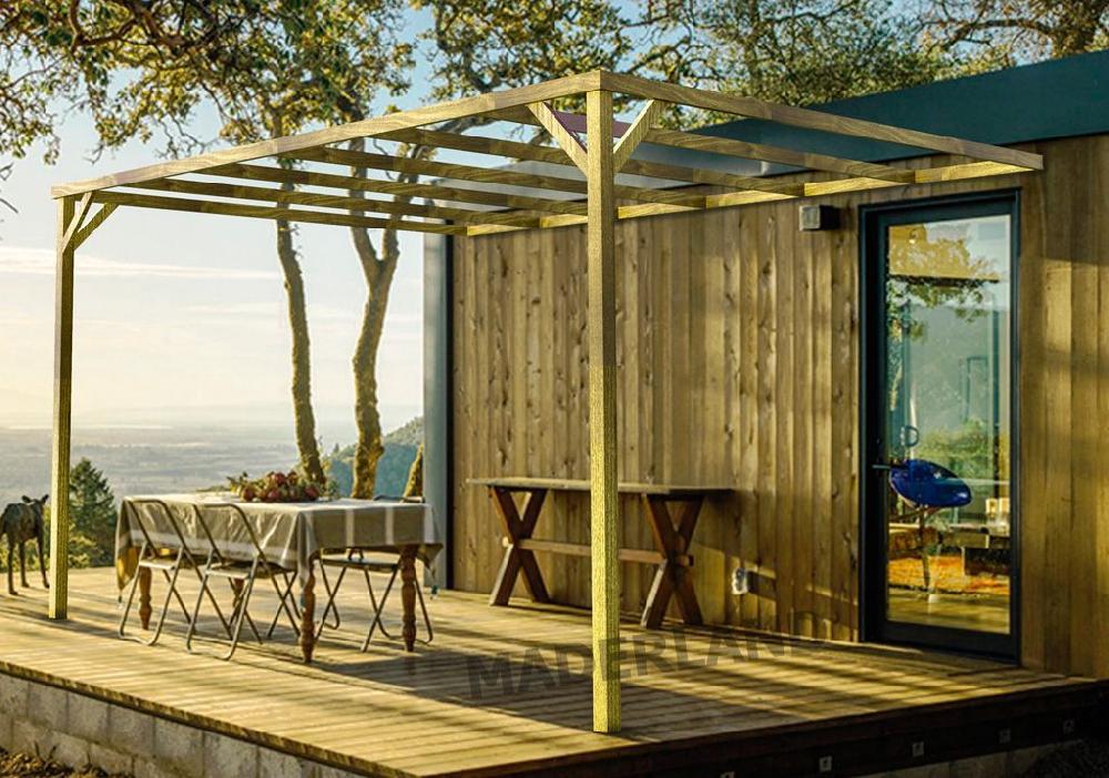 Pérgola madera adosada TOLEDO • 600x300 cm • entrega gratis