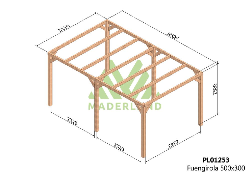 Pérgola Madera FUENGIROLA • 500x300 Cm • Resistente • Entrega Gratis