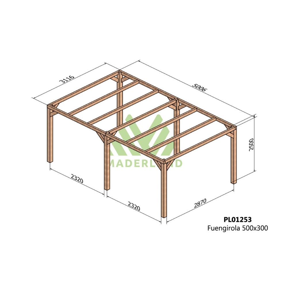 Pérgola Madera FUENGIROLA • 500x300 Cm • Resistente • Entrega Gratis