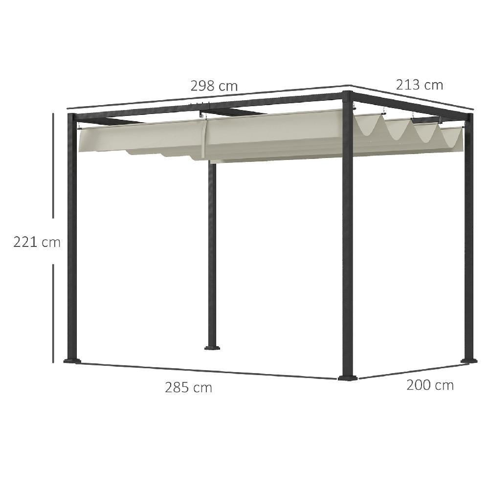 Pérgola OUTSUNNY Metal Poliéster Crema 298x213x221 Cm 84C-175V00CW