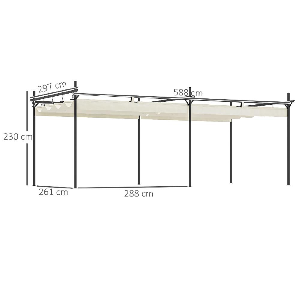 Pérgola Outsunny Metal Poliéster Crema 588x297x230 Cm 84C-575V00CW