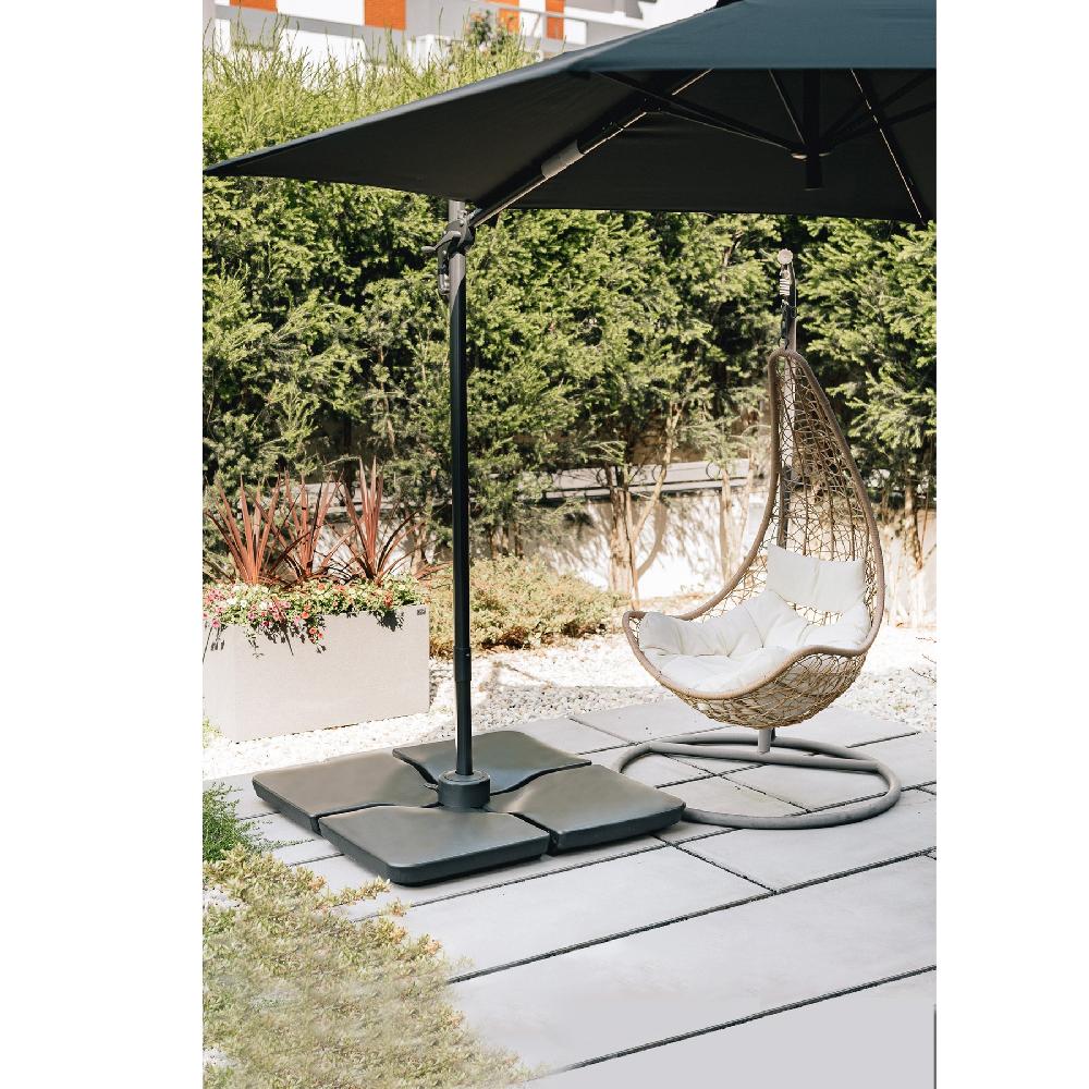 Pie De Parasol (1/4) Cuadrado De Polietileno De 20-32 Kg Antracita