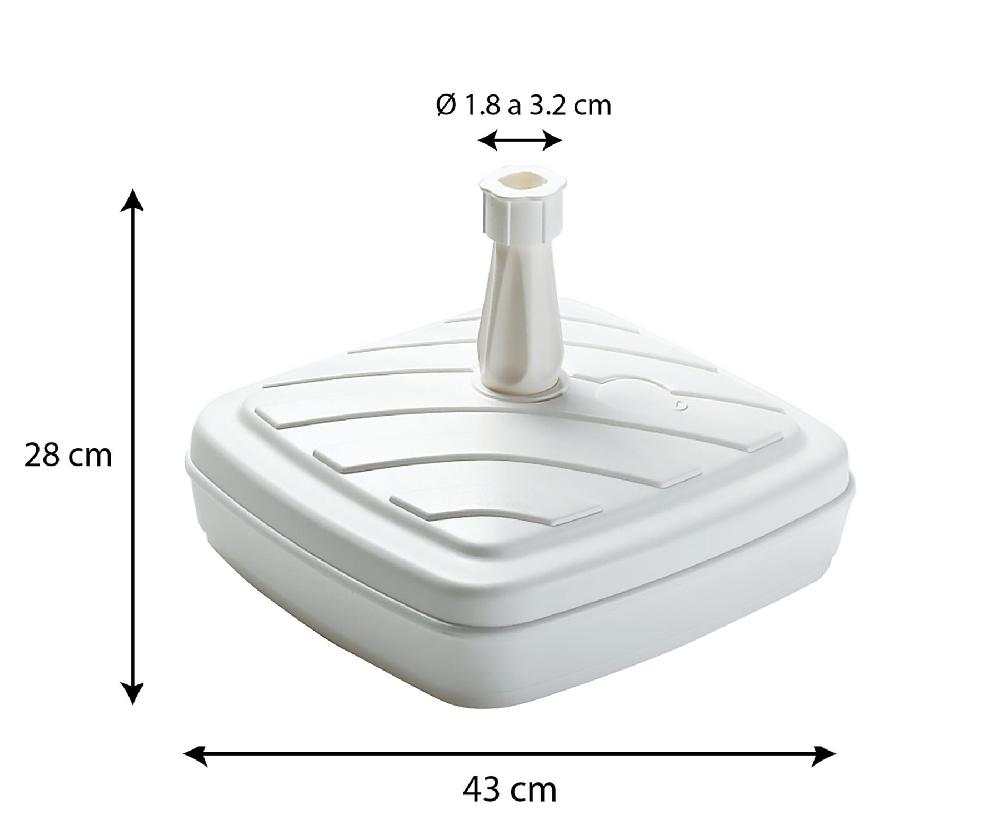 Pie De Parasol Cuadrado De Polietileno Blanco Rellenable De 14L