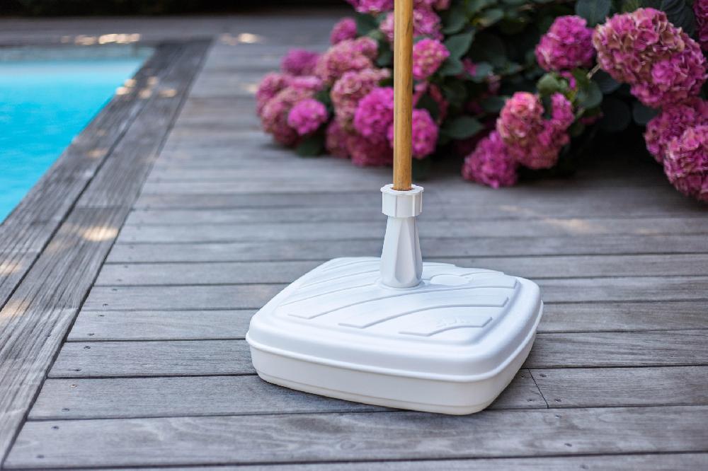 Pie De Parasol Cuadrado De Polietileno Blanco Rellenable De 14L