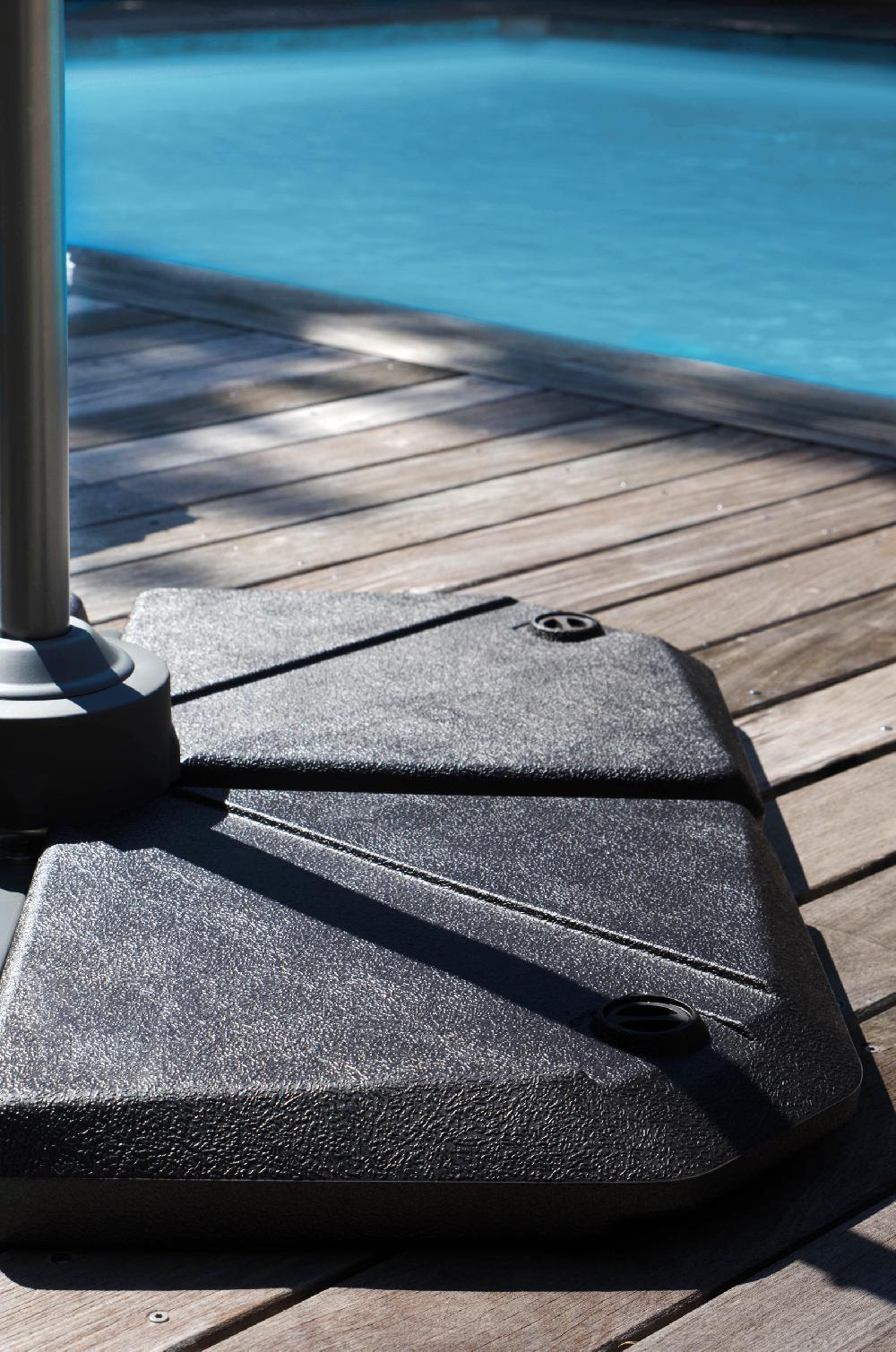 Pie De Parasol Cuadrado De Polietileno Negro Rellenable De 16L