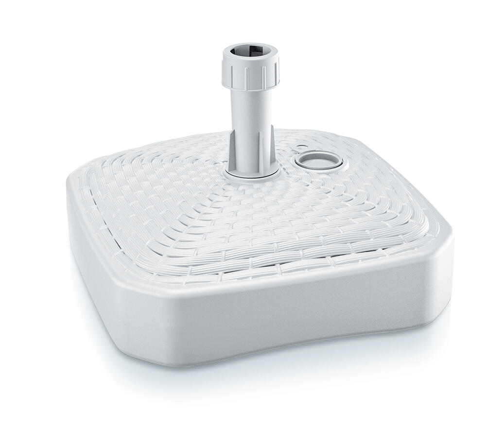 Pie de parasol cuadrado de polipropileno ratán blanco rellenable de 10L
