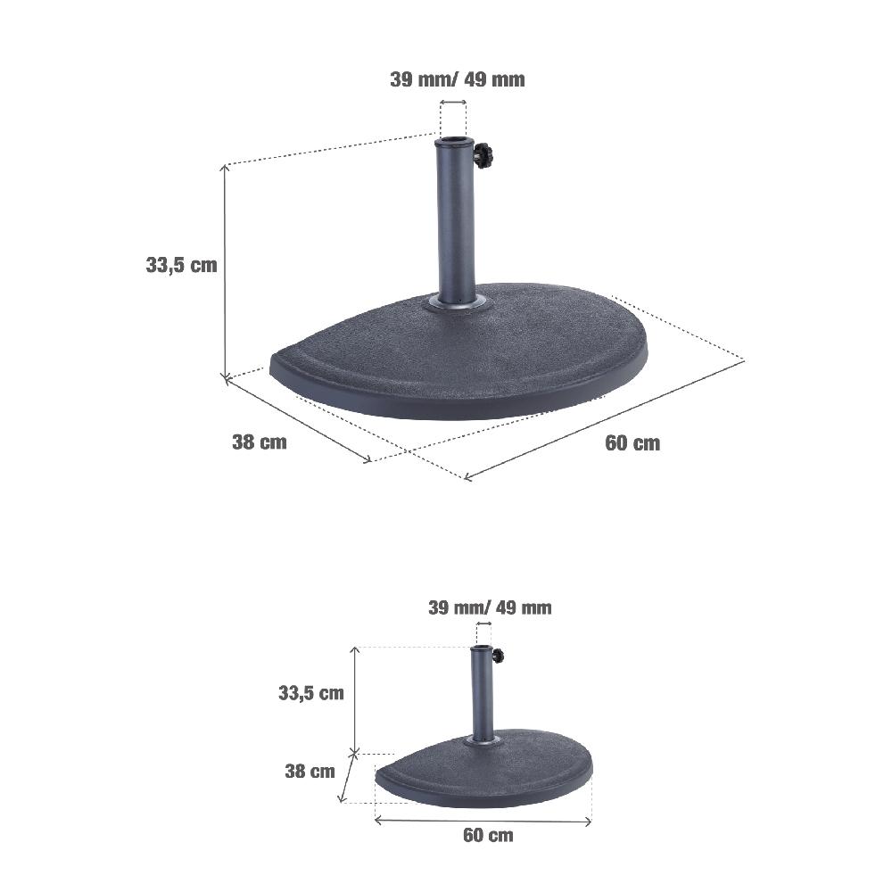 Pie De Parasol Half De Resina De 15 Kg