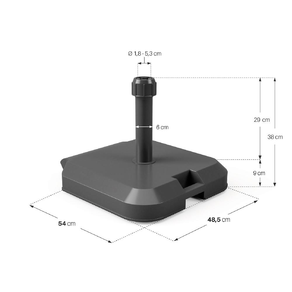 Pie De Parasol Rectangular De Hormigón Con Ruedas De 39 Kg Antracita