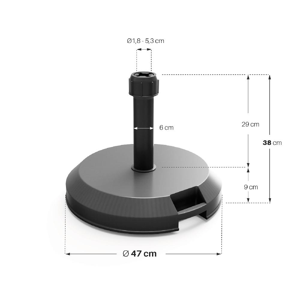 Pie De Parasol Redondo De Hormigón De 29 Kg Antracita