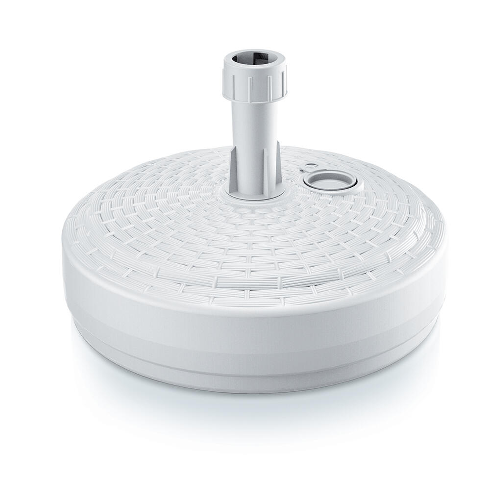 Pie de parasol redondo de polipropileno ratán blanco rellenable de 10L