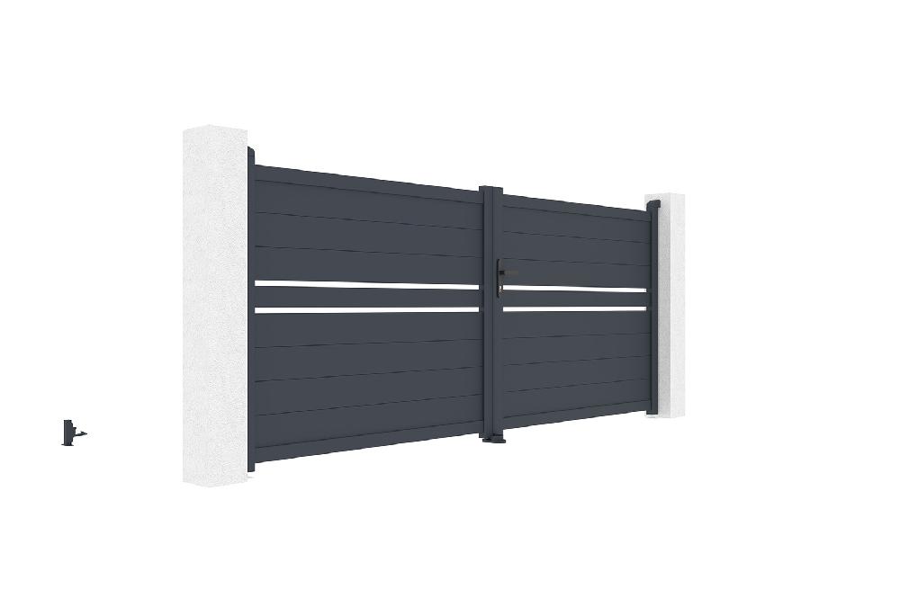 Portón Abatible 3 5m CIMONE H.140 Aluminio Gris