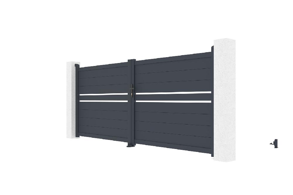 Portón Abatible 3 5m CIMONE H.140 Aluminio Gris