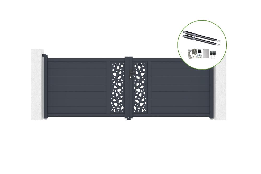 Portón abatible 3 5m SUNNY H.120cm aluminio + motorización RANGER B150