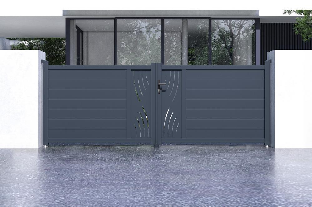 Portón Abatible 3 5m VELETA H.120cm Aluminio + Motorización HICKER B200