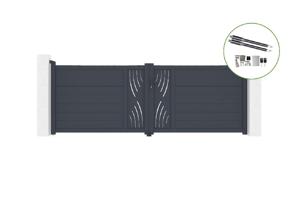 Portón abatible 3 5m VELETA H.120cm aluminio + motorización RANGER B150